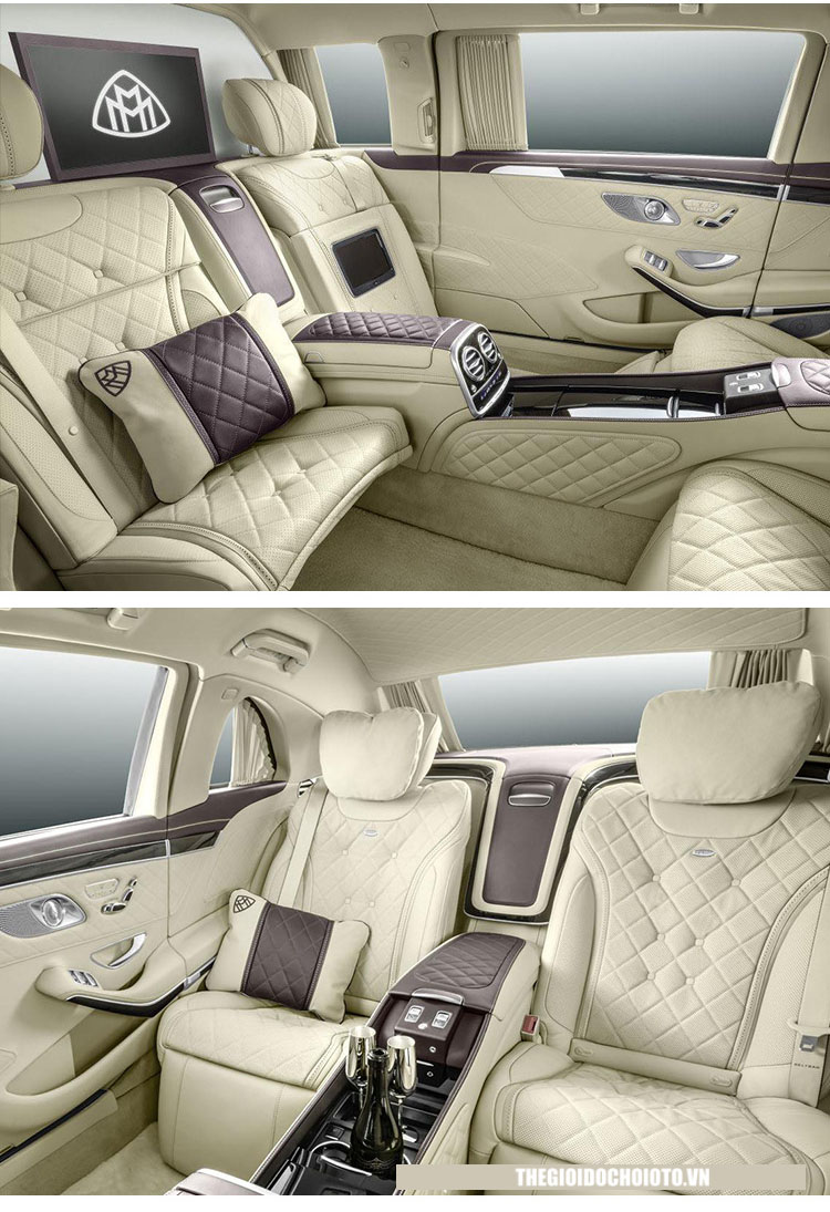 Gối tựa lưng ô tô cao cấp bằng da NAPPA Mercedes Maybach Pullman