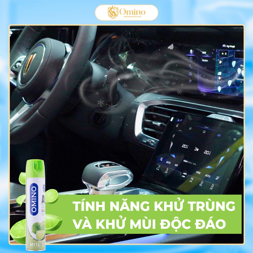 Xịt Thơm Khử Mùi Nội Thất Ô Tô OMINO M11 330ml- Đủ 3 Mùi Hương Táo, Chanh, Đào - Chính Hãng Omino Vietnam