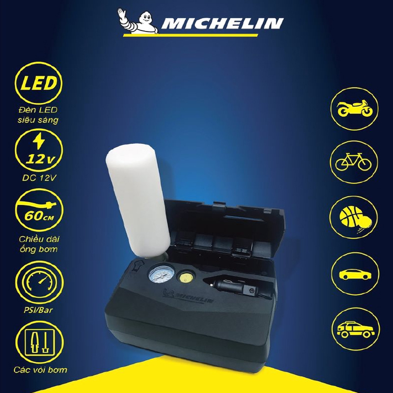 Bơm Lốp Ô Tô Michelin 5818 Kèm Vá Lốp Khẩn Cấp