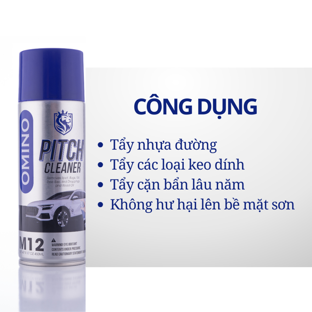 Combo Vượt Trội Omino Xịt Bóng Lốp M10 500ml & Xịt Tẩy Nhựa Đường M12 450ml Chính Hãng Omino Vietnam